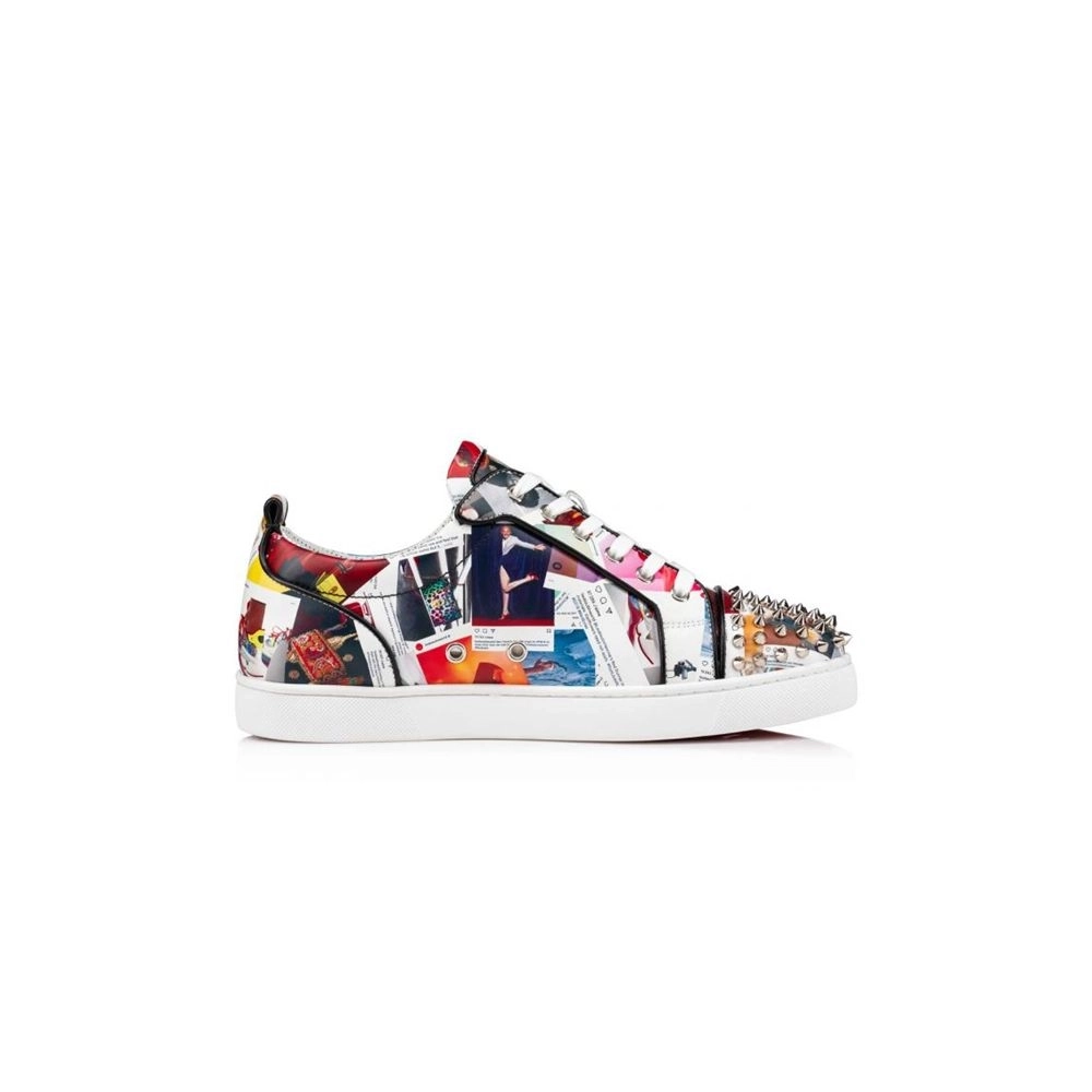 cheap Christian Louboutin Low-top Louis Junior Spikes Multi/black Calf Sneaker sale