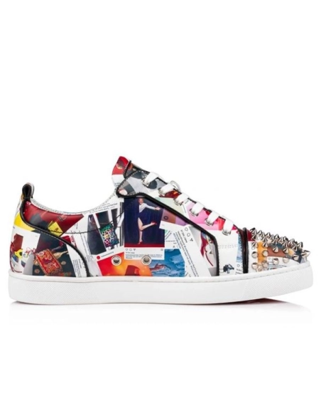cheap Christian Louboutin Low-top Louis Junior Spikes Multi/black Calf Sneaker sale