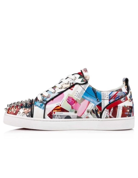 cheap Christian Louboutin Low-top Louis Junior Spikes Multi/black Calf Sneaker sale