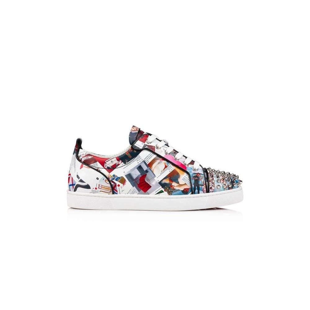 cheap Christian Louboutin Low-top Louis Junior Spikes Multi/black Calf Sneaker sale