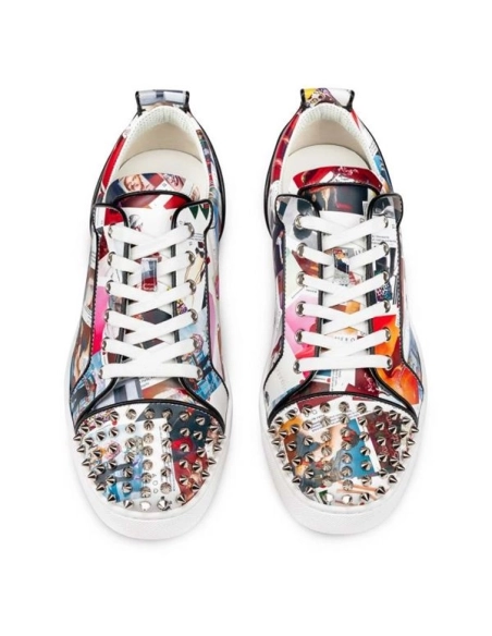 cheap Christian Louboutin Low-top Louis Junior Spikes Multi/black Calf Sneaker sale