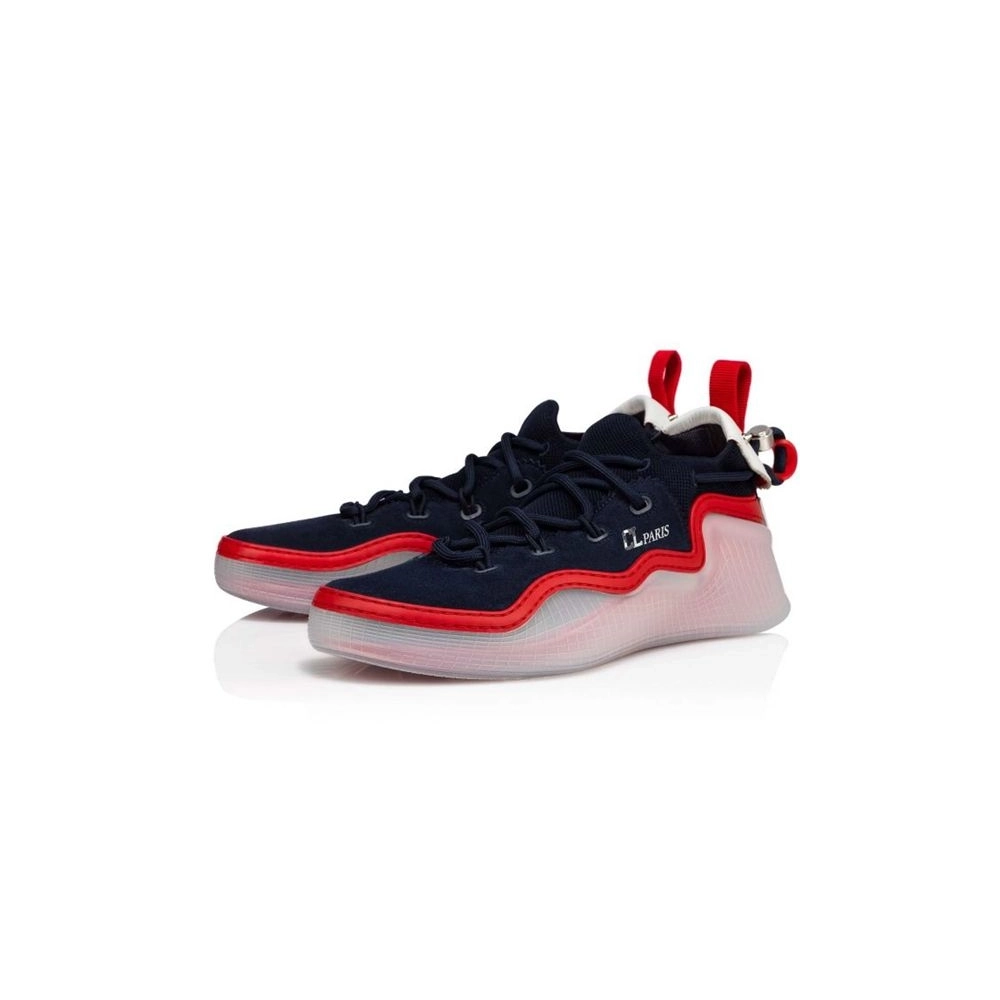 cheap Christian Louboutin Arpoador Blue Marine Leather Sneaker sale