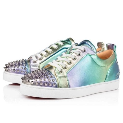 cheap Christian Louboutin Low Top Fun Louis Junior Spikes Orlato Multi/silver Nappa Sneaker sale