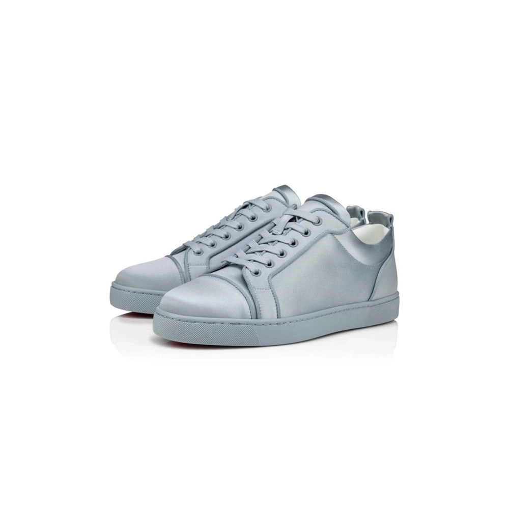 cheap Christian Louboutin Low Top Louis Junior Light Blue Satin sale