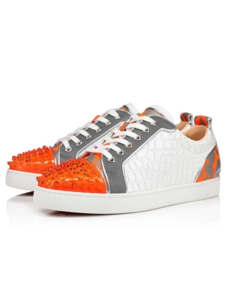 cheap Christian Louboutin Low-top Fun Louis JuniorSpikes Version Multi Suede Leather sale