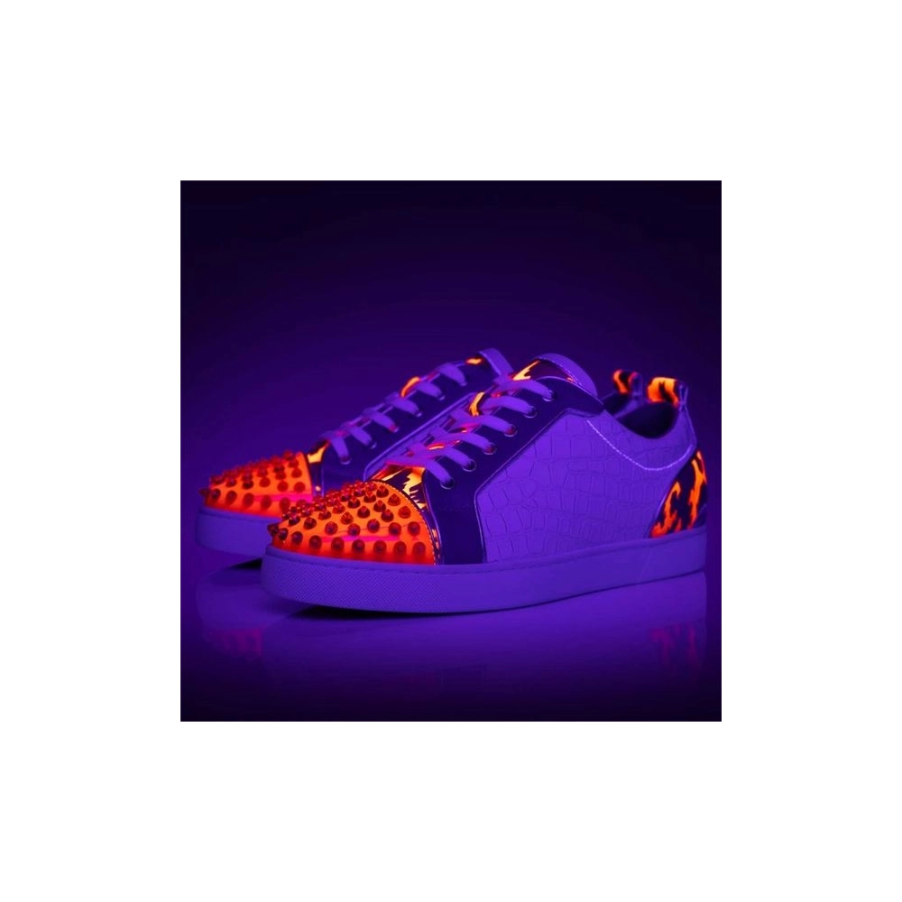 cheap Christian Louboutin Low-top Fun Louis JuniorSpikes Version Multi Suede Leather sale