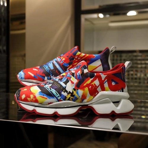 Cheap Christian Louboutin Space Run Donna Flat Sneakers Neoprene Multicolor Sale Online