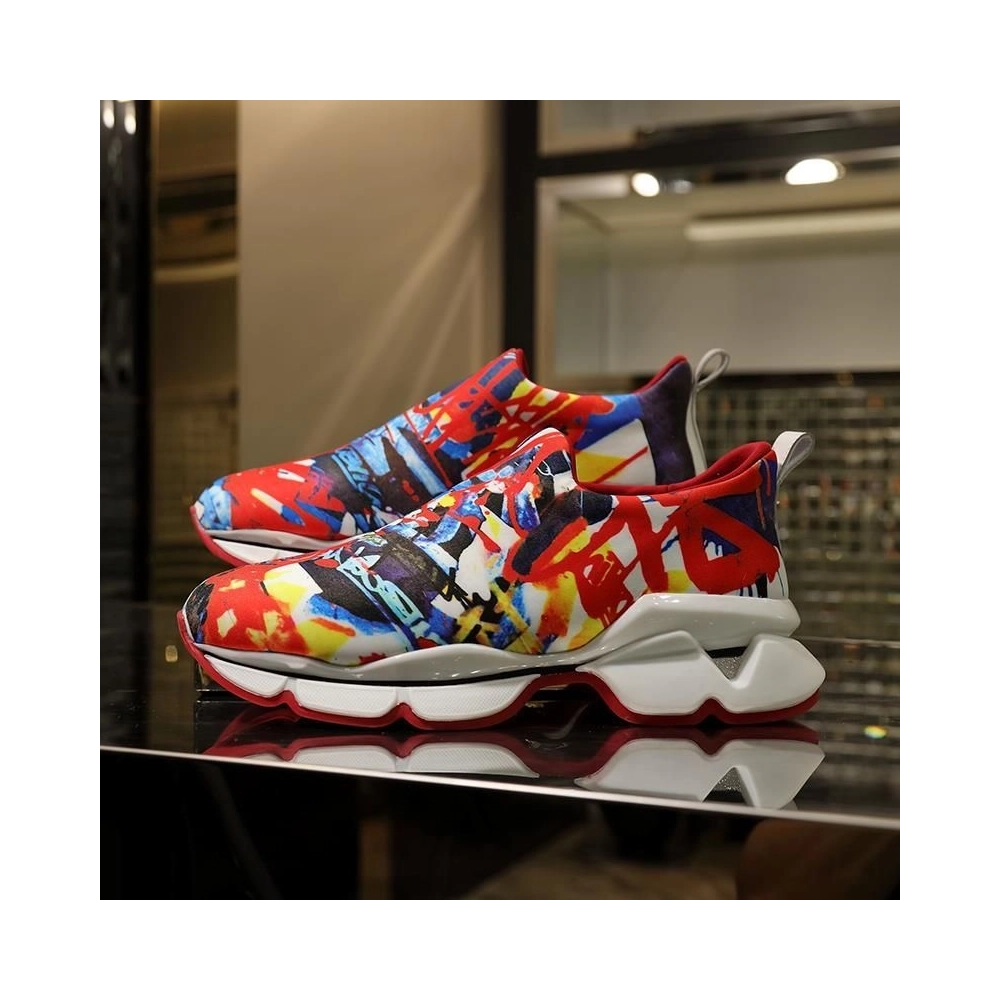 Cheap Christian Louboutin Space Run Donna Flat Sneakers Neoprene Multicolor Sale Online