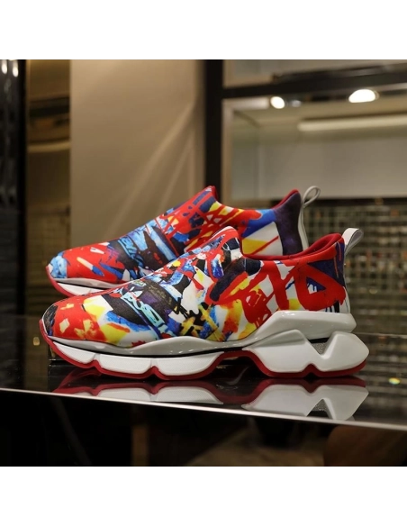 Cheap Christian Louboutin Space Run Donna Flat Sneakers Neoprene Multicolor Sale Online