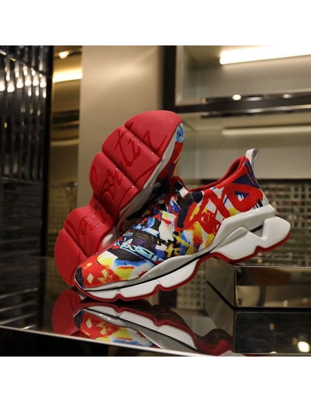 Cheap Christian Louboutin Space Run Donna Flat Sneakers Neoprene Multicolor Sale Online