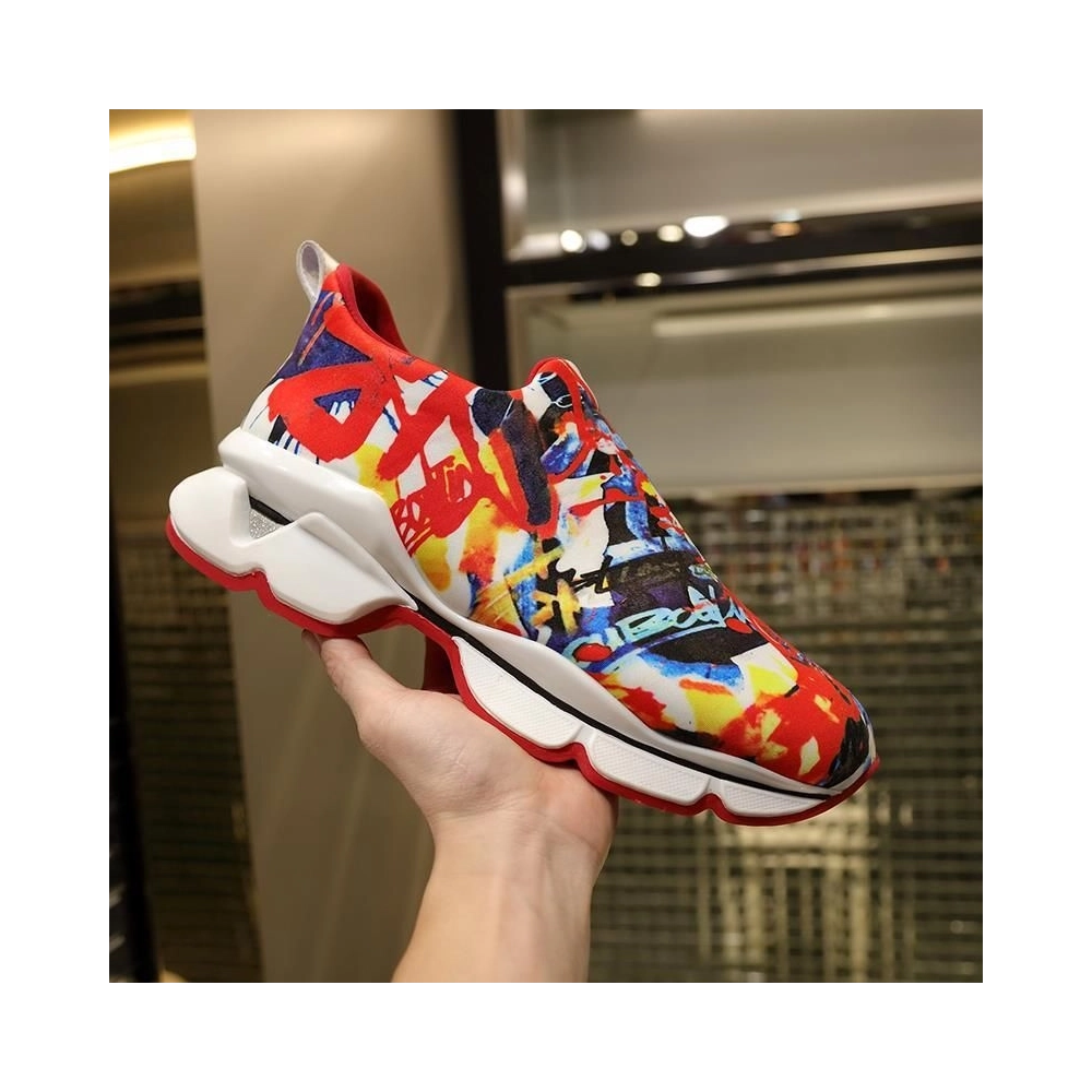 Cheap Christian Louboutin Space Run Donna Flat Sneakers Neoprene Multicolor Sale Online