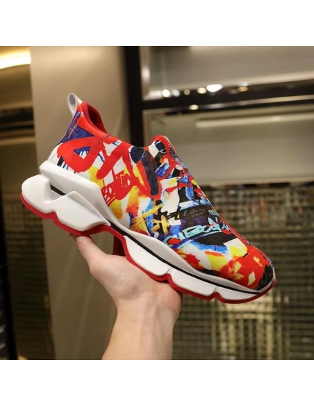 Cheap Christian Louboutin Space Run Donna Flat Sneakers Neoprene Multicolor Sale Online