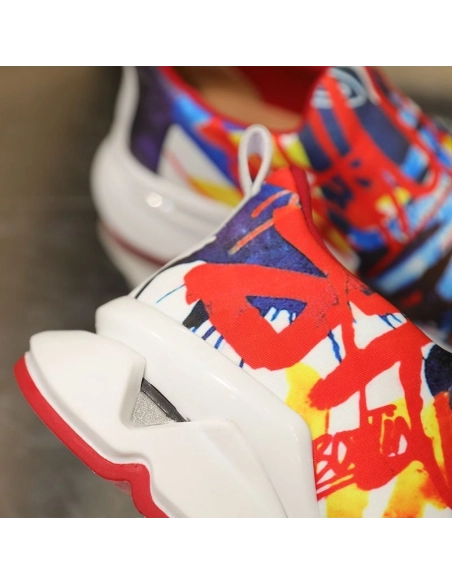 Cheap Christian Louboutin Space Run Donna Flat Sneakers Neoprene Multicolor Sale Online