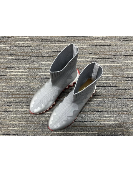 Fake Christian Louboutin Sharky Sock Men Sneakers Knit Mesh Silver