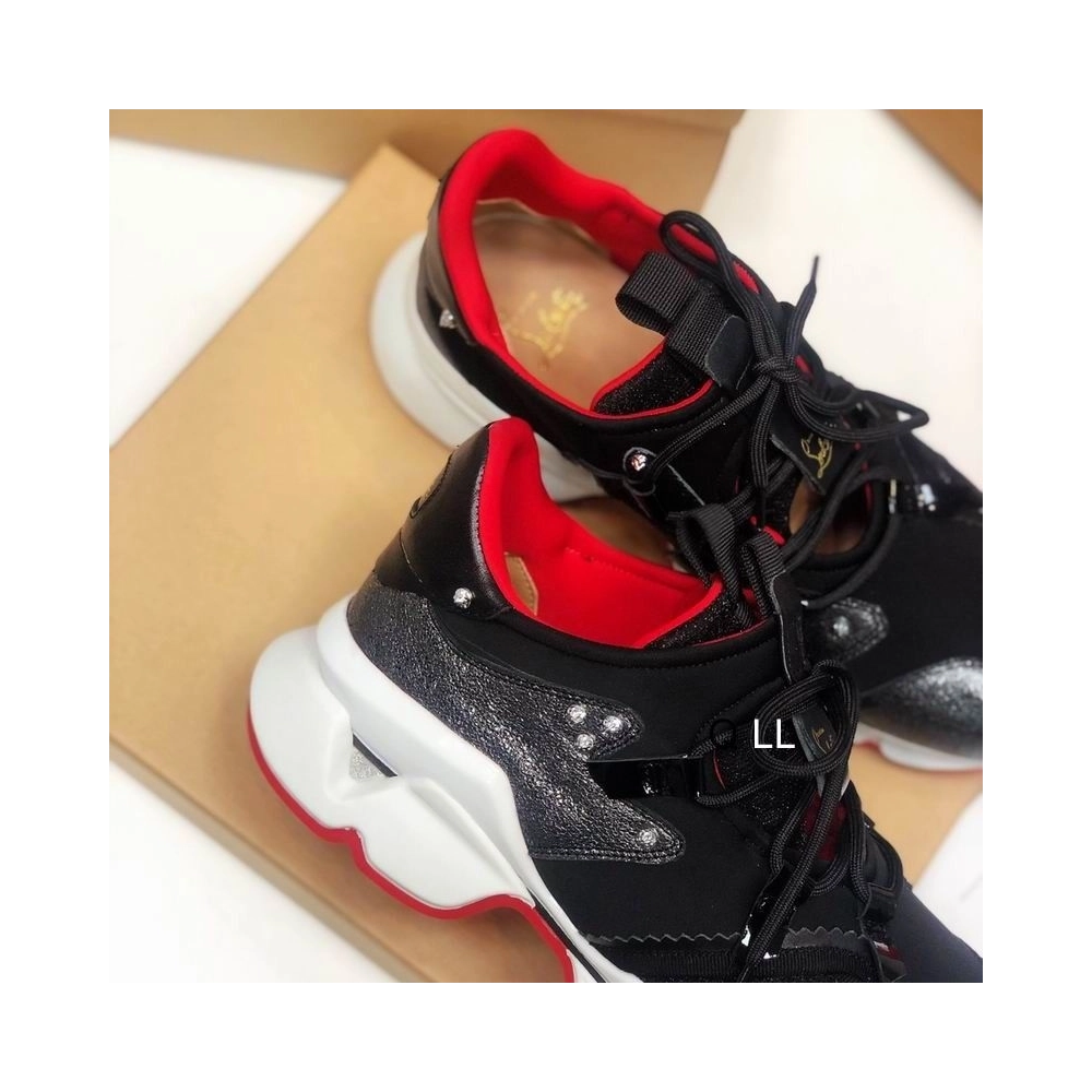 Discount Christian Louboutin Red Runner Flat Sneakers Calf Suede and Mesh Multi Outlet