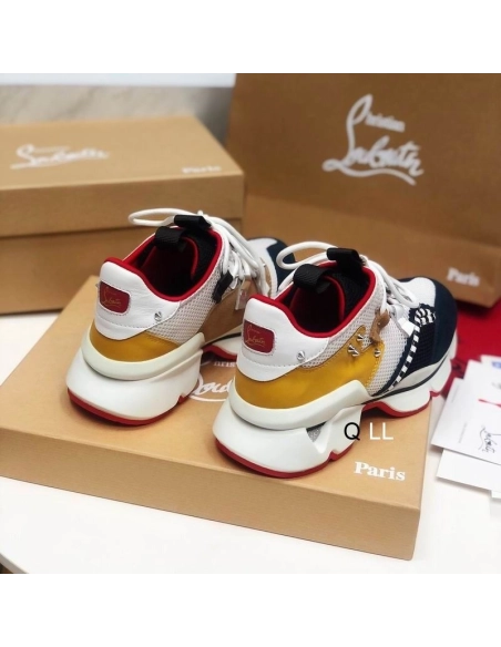 Knockoff Christian Louboutin Red Runner Flat Sneakers Calf Suede and Mesh Multi