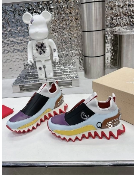 Cheap Christian Louboutin Sharkyloub Sp Spikes Sneakers Calf Leather Neoprene And Spikes Multicolor on Sale