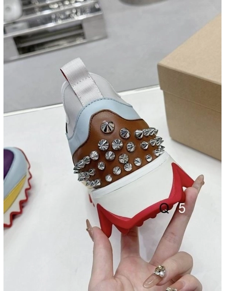 Cheap Christian Louboutin Sharkyloub Sp Spikes Sneakers Calf Leather Neoprene And Spikes Multicolor on Sale