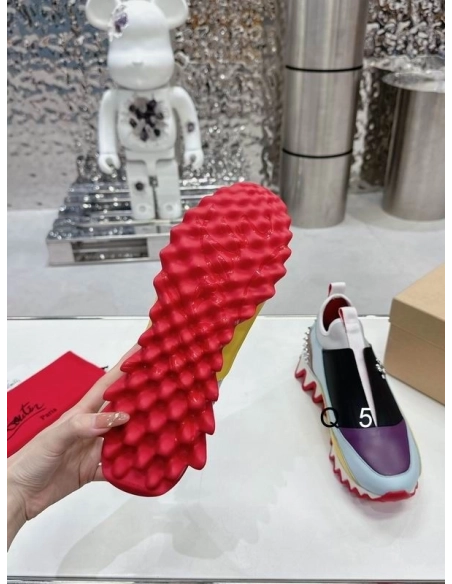 Cheap Christian Louboutin Sharkyloub Sp Spikes Sneakers Calf Leather Neoprene And Spikes Multicolor on Sale