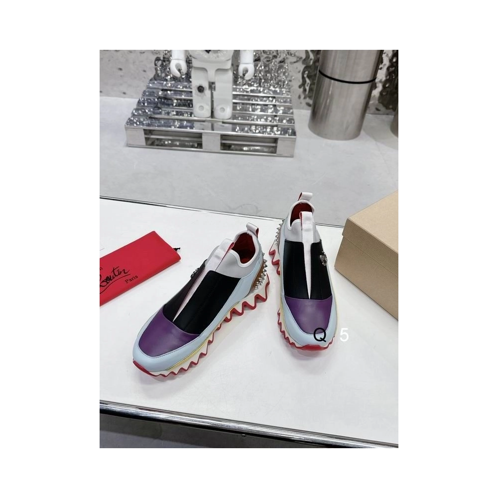 Cheap Christian Louboutin Sharkyloub Sp Spikes Sneakers Calf Leather Neoprene And Spikes Multicolor on Sale