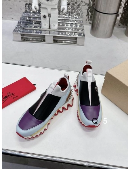 Cheap Christian Louboutin Sharkyloub Sp Spikes Sneakers Calf Leather Neoprene And Spikes Multicolor on Sale