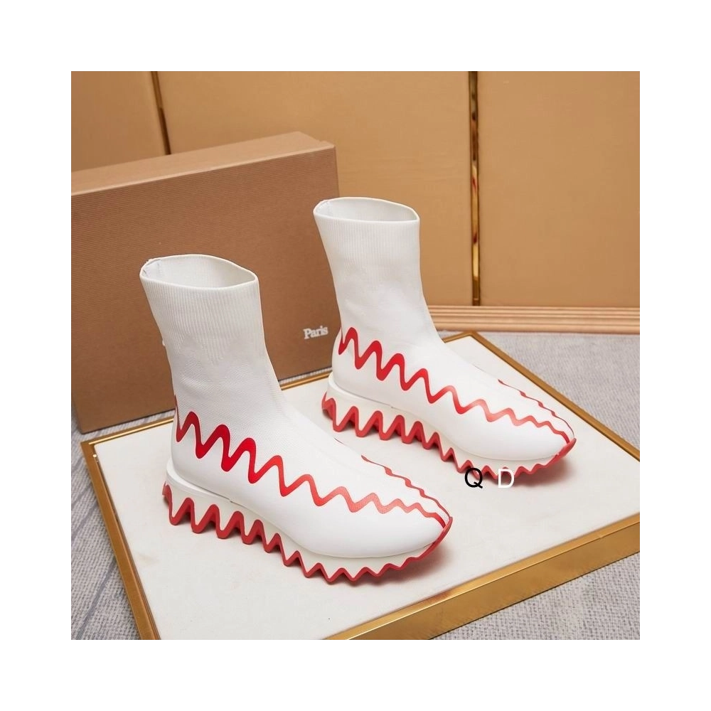 Cheap Christian Louboutin Sharky Sock Sneakers Knit Mesh White Sale Online