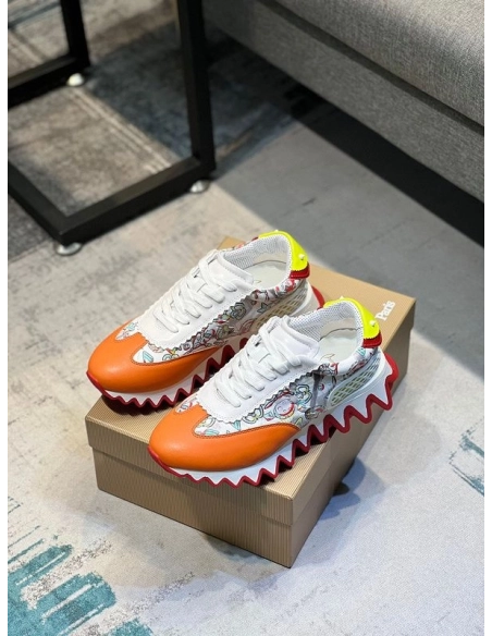 Discount Christian Louboutin Loubishark Comic-Print Leather Sneakers Multicolor Outlet Sale