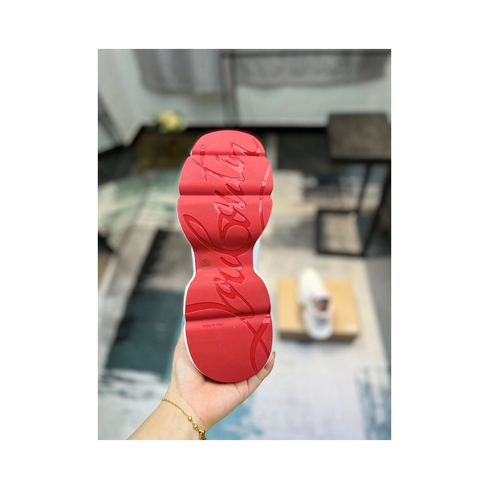 Replica Christian Louboutin Neoprene Spike Sock Donna Flat Sneakers White