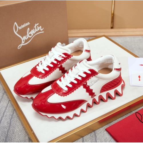 Knockoff Christian Louboutin Men Loubishark Sneakers Patent Leather Red