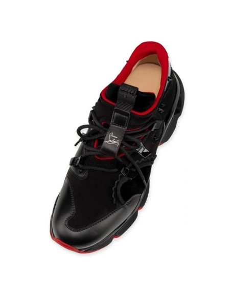 cheap Christian Louboutin Red Runner Black Calf Sneaker sale