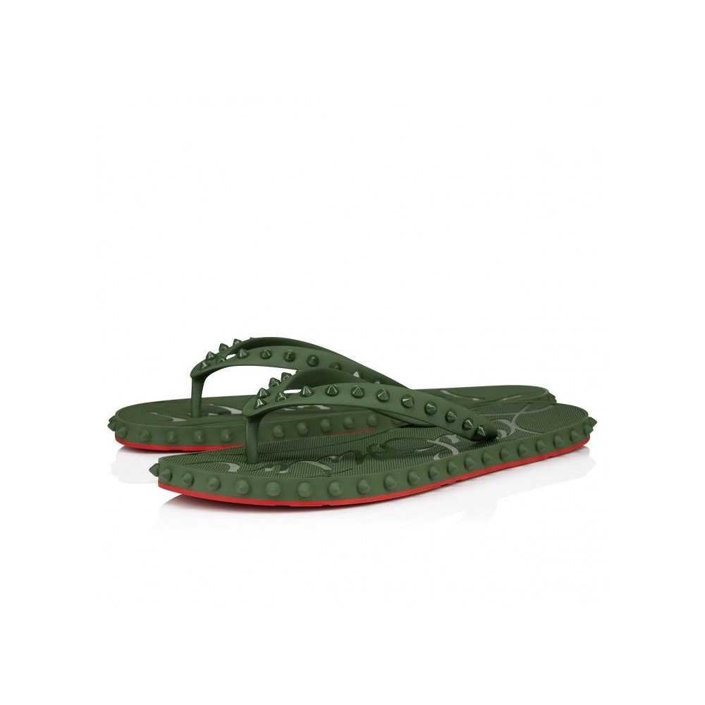 Discount Christian Louboutin Super Loubi Flip Mules Rubber Vertlaine Sale Online