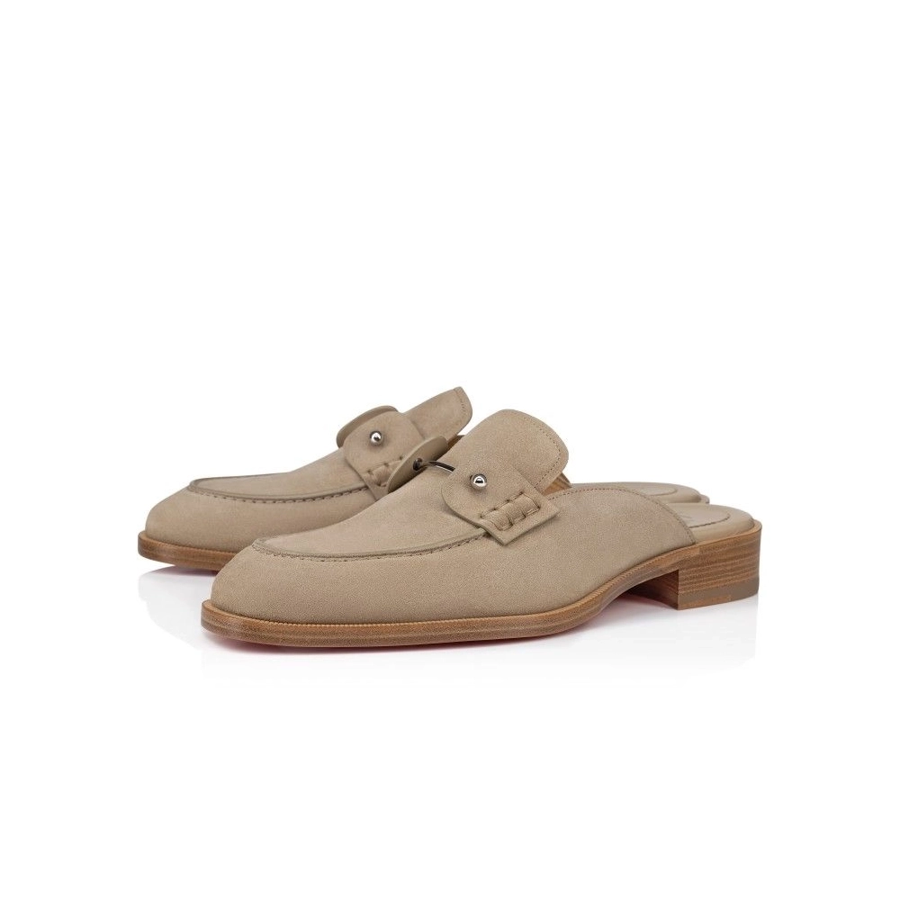 Replica Christian Louboutin Chambeluss Mules Calf Leather Saharienne, Fake CL Shoes