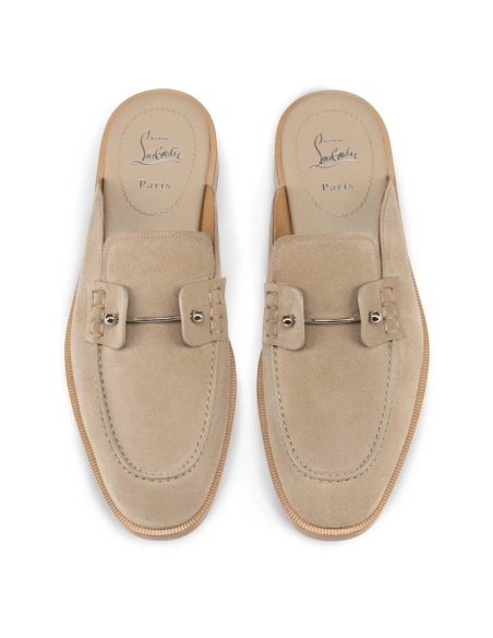 Replica Christian Louboutin Chambeluss Mules Calf Leather Saharienne, Fake CL Shoes