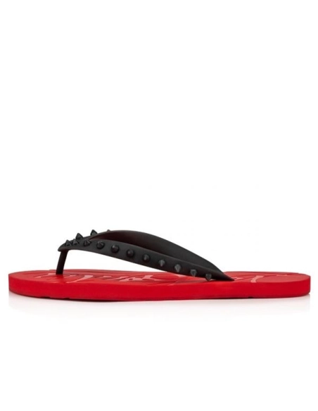 cheap Christian Louboutin Red/Black/loubi Rubber Flip Flop sale