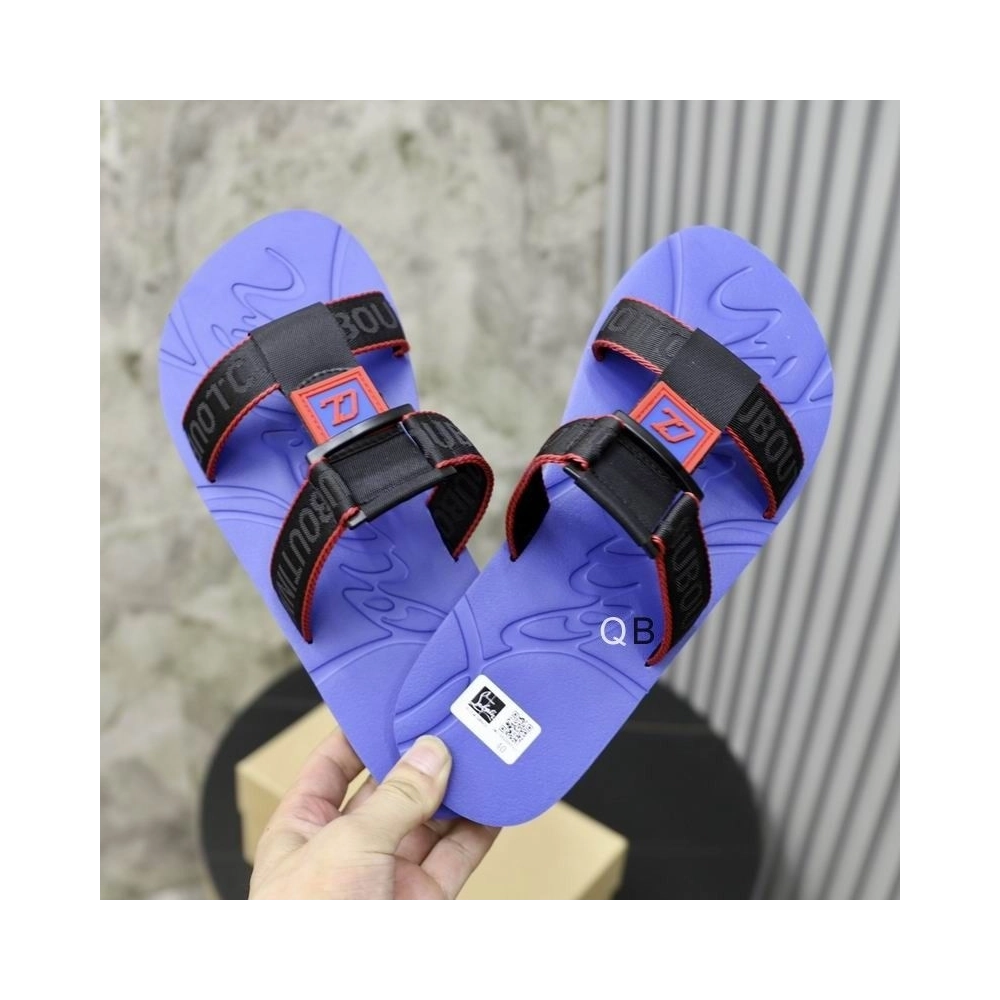 Knockoff Christian Louboutin Surf Flat Sandals Rubber Blue, Fake Christian Louboutin Shoes