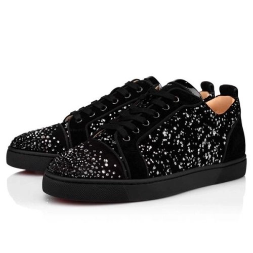 chepa Christian Louboutin Louis Junior Black/silver Velvet sale