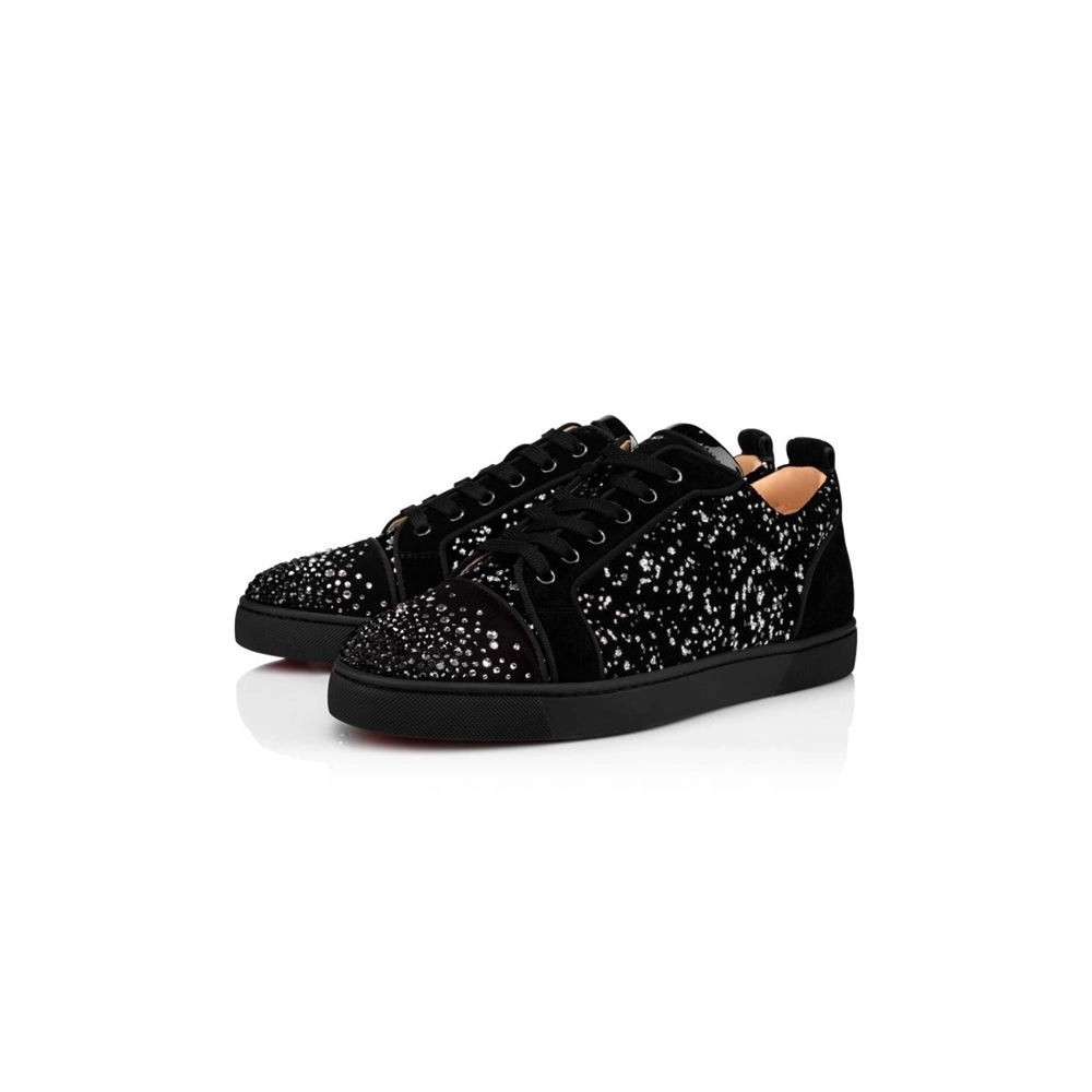 chepa Christian Louboutin Louis Junior Black/silver Velvet sale