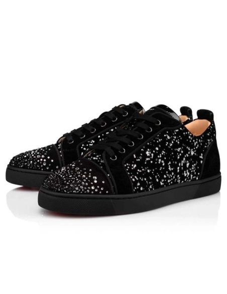 chepa Christian Louboutin Louis Junior Black/silver Velvet sale