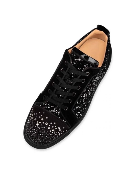 chepa Christian Louboutin Louis Junior Black/silver Velvet sale