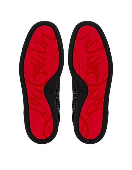 chepa Christian Louboutin Louis Junior Black/silver Velvet sale