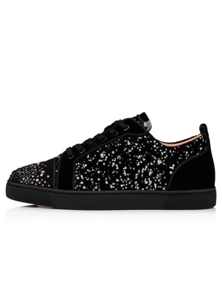 chepa Christian Louboutin Louis Junior Black/silver Velvet sale
