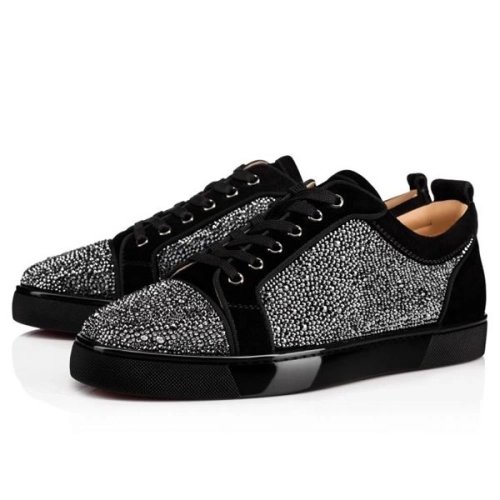 cheap Christian Louboutin Louis Junior SP Black Strass sale
