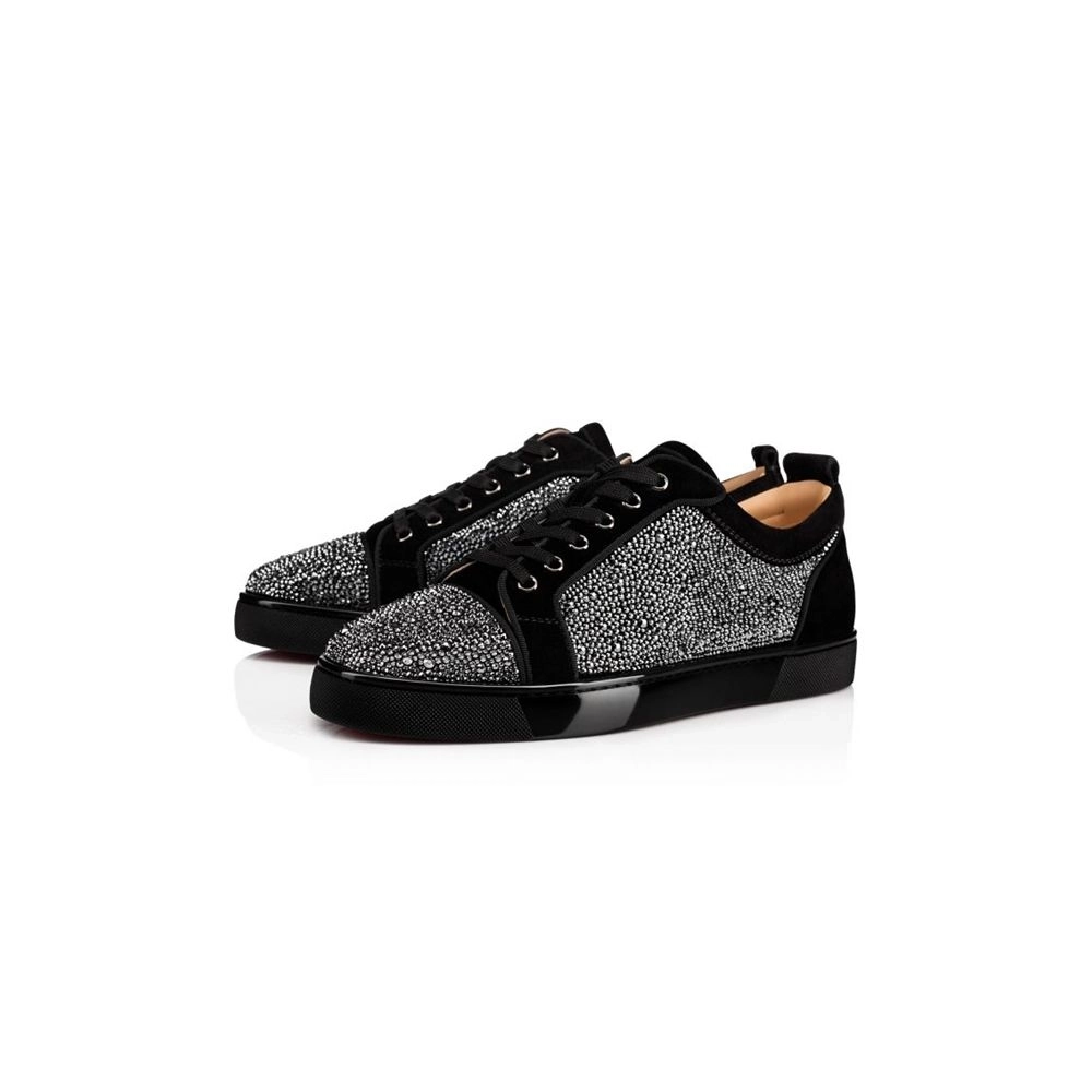 cheap Christian Louboutin Louis Junior SP Black Strass sale