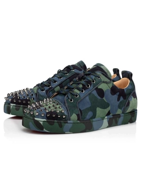 cheap Christian Louboutin  Louis Junior Spikes Orlato Multi/gun Metal Veau Velours sale