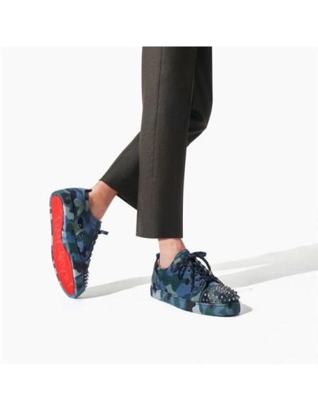 cheap Christian Louboutin  Louis Junior Spikes Orlato Multi/gun Metal Veau Velours sale