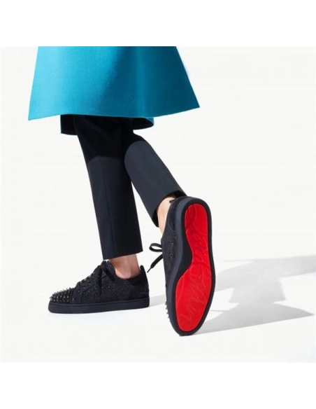 cheap Christian Louboutin Fun Louis Junior Spikes Black/black Gun sale