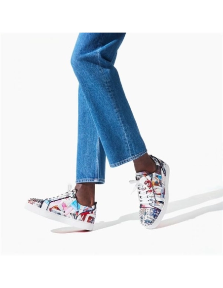 cheap Christian Louboutin Men's Louis Junior Spikes Multi/black Calf sale