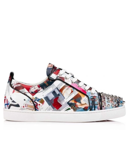 cheap Christian Louboutin Men's Louis Junior Spikes Multi/black Calf sale