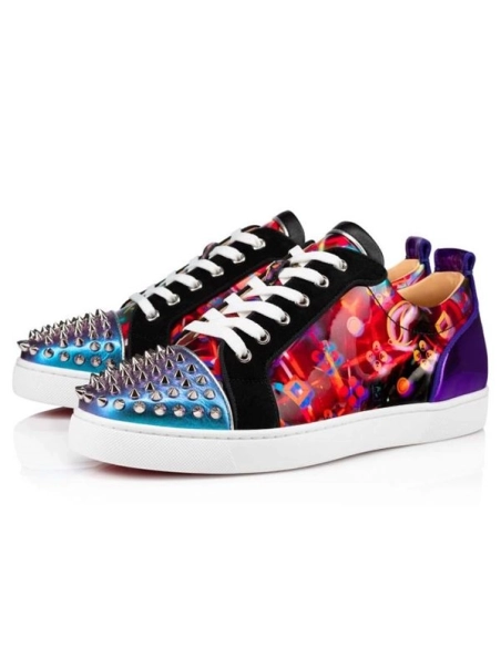 cheap Christian Louboutin Louis Junior Spikes Orlato Flat Version Multi Calf sale