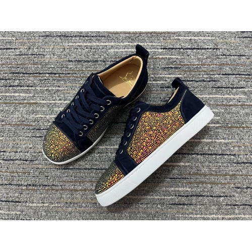 Fake Christian Louboutin Louis Junior Strass Sneakers Suede Leather Multicolor